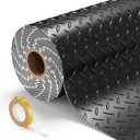8.2x20 FT Garage Floor Mat, 2.8mm Thickened Garage Flooring Heavy Duty Rubber Garage Floor Mats for Under Car, Diamond Plate Garage Mat for Garage, Workshop, Enclosed Trailer (Black)