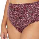 Amazon Essentials Women's High Waist High Leg Bikini Bottom (Medium, Brick Red Leopard)
