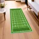 Green Rug 2x4 Small Area Rugs,Football Field American Sports Green Lawn Sport Game Team Competition,Ultra-Thin Soft Throw Carpet Washable Kitchen Rugs Non Slip Indoor Door Mat for Bedroom Bathroom
