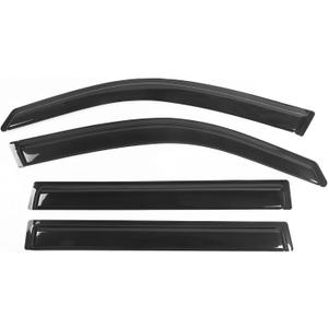 IKON MOTORSPORTS Tape On External Window Visor, Compatible with 2003-2008 Honda Pilot, Slim Style Acrylic Black Sun Rain Wind Guards Cover 4Pcs Set