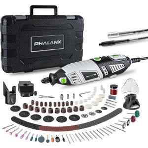 PHALANX 180W Rotary Tool Kit, 1.5-Amp 6 Variable Speed with Flex Shaft, 8000-35000RPM Rotary Multi-Tool& 213pcs Accessories Kit, Power Multiuse Set Prefect for Crafting Projects and DIY Creations
