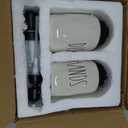 Modern Farmhouse Ceramic Dishes and Hands Soap Dispenser Set for Kitchen | Stainless Steel Pumps | 14oz, White Bottles | Kitchen Dcor for Counter