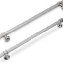 6 Pack 10 Inch Cabinet Pulls knurled Brushed Satin Nickel Kitchen Cabinet Handles Aluminum and Zinc Alloy Drawer Pulls Solid Cabinet Hardware (10'' Hole Center(254mm))