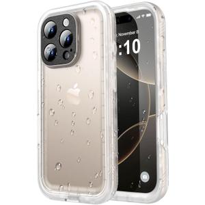 SPORTLINK Waterproof Case for iPhone 16 Pro Max, Shockproof Dustproof Full Body Sealed Heavy Duty Protective, Built-in Screen Protector Rugged Cover for iPhone 16 Pro Max 6.9" Frosted Clear