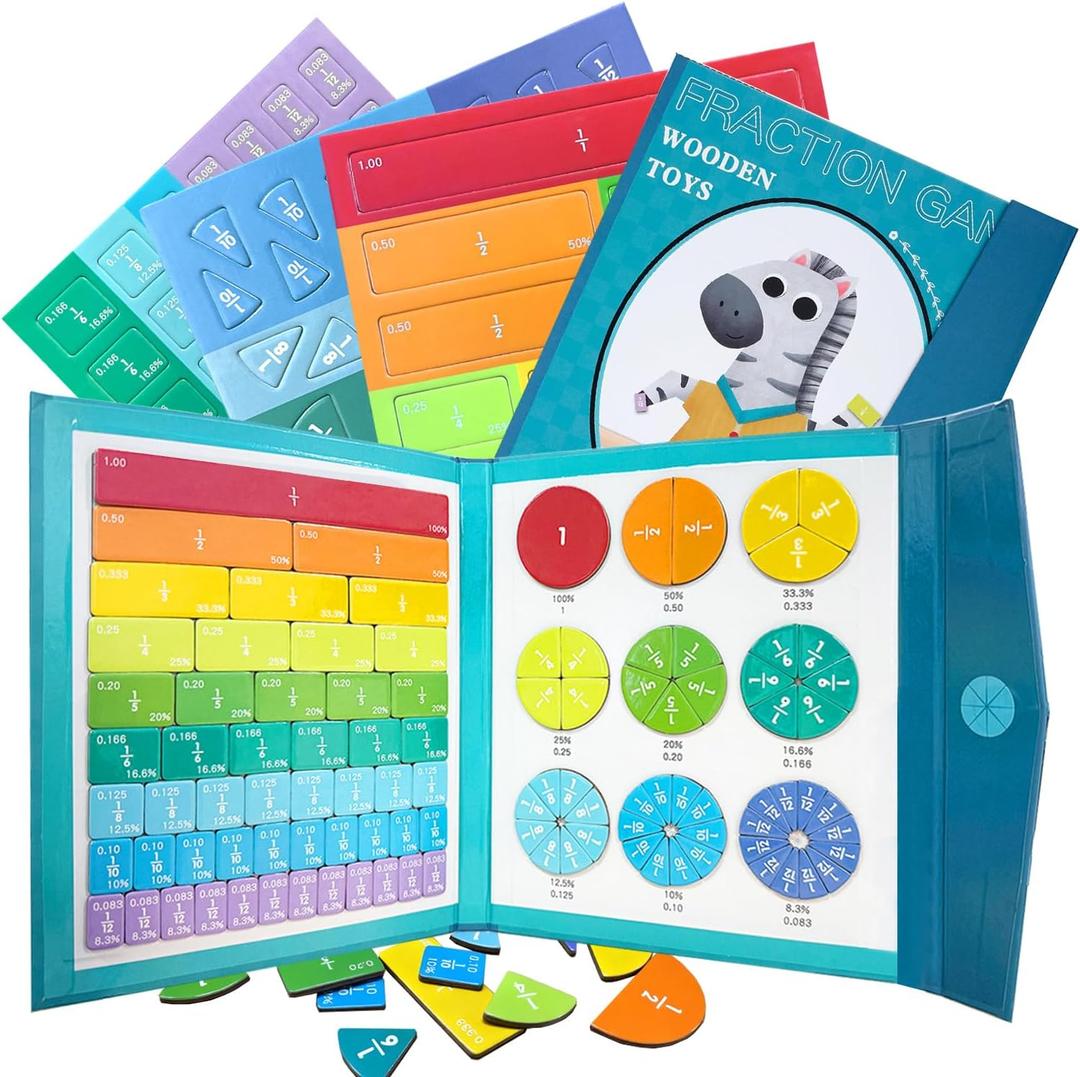 2026 New Magnetic Fraction Demonstration Book, Magnetic Fraction Tiles & Fraction Circles Set, Fraction Magnets for Teaching, A Hands-On Visual Fraction Learning Set