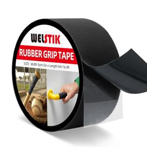 WELSTIK Rubber Grip Tape, Ultra Strong Waterproof Anti Slip Tape with Textured Adhesive for DIY Tools & Gadgets (Black, 2In x 16.4Ft)