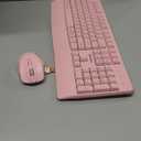 MEETION Wireless Keyboard and Mouse, Full-Sized Cordless Keyboard with Wrist Rest, 3 DPI Adjustable Mouse, Keyboard and Mouse Set with 2.4GHz USB Receiver, for PC/Computer/Laptop/Windows/Mac, Pink