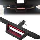 ECOTRIC Universal Drop Hitch Step w/LED Brake Light for 2" Receiver Pickup Truck SUV Trailer Towing Hitch Step Bar Rear Bumper Guard with Pin Heavy Duty Steel Powder Coated Black