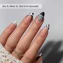 BTArtbox Press On Nails Medium - 3D Flower Almond French Tip Press On Nails with Glue for Women, Opaque Soft Gel Glue On Nails in 15 Sizes - 30 Stick On Nails Kit, Bessie & Bestie