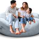 Bean Bag Chair for Adults 5FT,Soft Removable Cover for Teens/Girls Bedroom,Fluffy Giant Round Floor Beanbag Lounger Chairs (No Filler,Light Gray)
