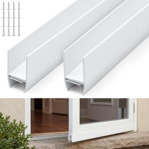 FoldTier 2 Pack 36 Inch Door Sweep Bottom Expander Adjustable Width 1" - 1 1/2" Rubber White Dual Seal Fits-All Storm & Screen Doors 32-36 inch