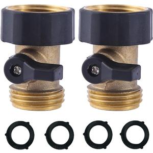 HQMPC Heavy Duty Brass Shut Off Valve Garden Hose Shut Off Valve Garden Hose Connector (2PCS) +4 Extra Pressure Washers