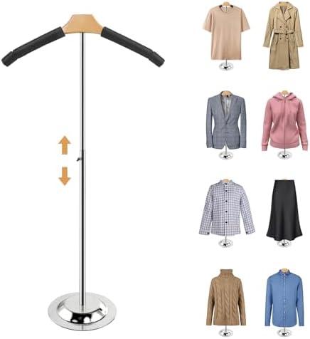 Fumingpal 20-35 Inch Height Adjustable Shirt Display Stand, T Shirt Display Stand for Vendors, Shirts Rack for Clothing Dress Garment Coat Retail (Black, 1 Pcs)