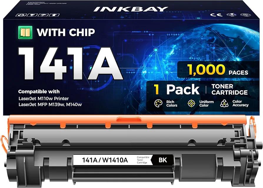 141A Toner Cartridge 1-Black with chip High Yield Replacement for HP 141A W1410A 141X W1410X Toner Compatible for HP Laserjet Pro M110w MFP M140w M139 Printer Ink M110we M140we M139we Laser All-in-One