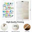 2 x Funny Shark Theme Kids Bathroom Wood Plaques Wall Decor, Take Flush Wash Brush Blue Shark Bathroom Wooden Hanging Sign for Toilet Washroom Front Door Wall Decor 12'' L x 8'' W