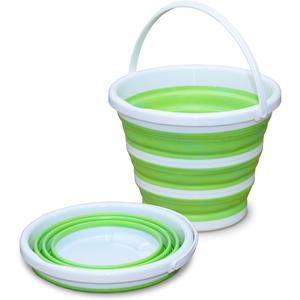 Pine-Sol Collapsible Bucket 2.6 Gallon - Multipurpose Foldable Pail for Cleaning, Car Wash, Outdoor, and Camping - Portable Round Plastic Tub with Handle