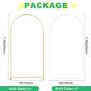 Metal Arch Backdrop Stand and Cover Set, 7.2FT White Reusable Spandex Fitted Backdrop Cover and Gold Wedding Arch Frame for Baby Shower, Birthday, Parties Decoration.