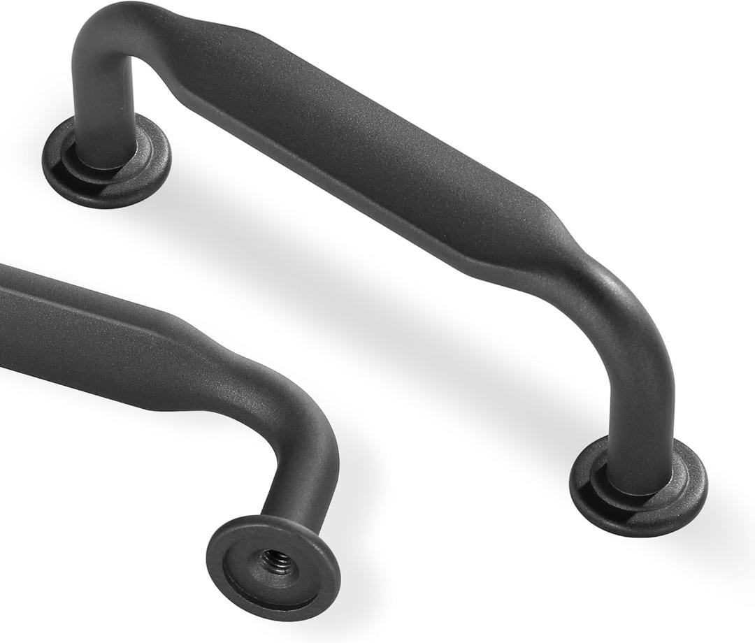 Lardmon 10 Pack Dark Gunmetal Gray Modern Cabinet Pulls 3 Inch(76mm) Hole Center Kitchen Cabinet Handles Solid Drawer Pulls Heavy Duty Zinc Alloy Kitchen Hardware, 3.6 Inch(90.5mm) Total Length