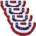 3X6FT American Pleated Fan Flag, USA Patriotic Flag Bunting Half Fan Banner 4th of july Decoration Indoor/Outdoor (Set of 4)