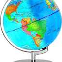 6 in1 Illuminated World Globe for Kids & Adults All Ages High Clear Map, Illuminates Educational Interactive STEM Toy, Light Up Kids Globe Lamp,Gifts For Boys And Girls (8inch)