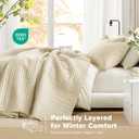 Comfort Spaces Ivory Oversized Queen Quilt Set 102"x118" Bedspread Quilted Summer Lightweight Microfiber Bedding Coverlet with Double Sided Stitching Soft All Season Cozy 3 Piece with Matching Shams