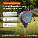 GARDENA Automatic Retractable Garden Hose Reel - 66 Feet - 360 Degree Swivel Outdoor Hose Reel with Metal Spike Base - Auto Retract - UV Resistant Housing - Easy Install No Tools Required - 18614