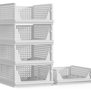 Proarea 5 Pack Stackable Plastic Storage Basket Closet Organizer Bin Foldable Clothes Organizer Storage Drawer Shelf Container for Living Room Bathroom Kitchen Office (5L)