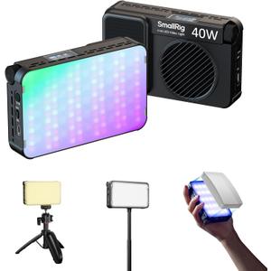 SmallRig RM 40C Mini LED RGB Video Light, 4800mAh Battery, LCD Display, Portable Camera Light for Tiktok Youtube Content Creators Photographer Gifts, 2500K-10000K CRI 96 TLCI 99, Magnetic Mount - 5359