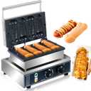 Commercial Strange Shape Waffle Machine 4 PCS Non Stick Penis Waffle Iron 1600W Stainless Steel Hot Dog Sausage Baker, for Restaurant, Snack Bar Dessert Shops
