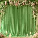 8x10FT Sage Green Backdrop Curtains for Wedding Parties, Wrinkle Free Polyester Photography Backdrop Drapes for Wedding Baby Shower Birthday Parties Stage Background Stand Decorations 4x10ft,2 Panels