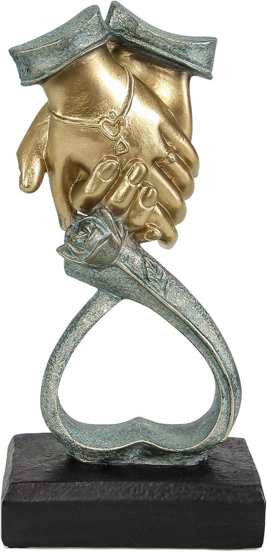 Hands Sculpture for Home Decoration,Gold Couple Statue for Home Decor,Romantic&love Gifts for Her or Him,Couple Decor for Shelves,Wedding Anniversary Decorations Gift for women girlfriend husband wife