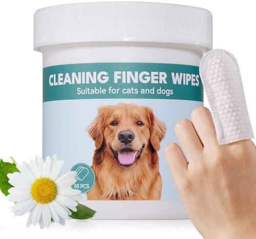 Pack of 2, No Pawblems Natural Ear Wipes Finger for Dogs & Cats Comfy Finger Design | Clean Ear Wax, Debris & Dirt Gently | 50 Count Pack