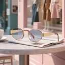 Oval Blue Light Blocking Glasses For Women Y2K Retro 90s Skinny Metal Frame Eye Protect Computer Eyeglasses