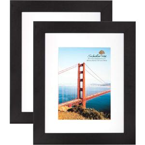 Scholartree Rustic Picture Frame with Mat (Black, 8x10 inches), Pack of 4
