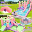 WELLFUNTIME Inflatable Water Slide and Water Park with Blower, 9 in 1 Bounce House Bouncy Castle for Kids Aged 3-6, Splashing Pool, Basketball Hoop, Water Cannon for Backyard, 121 x 104 x 65 inches