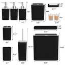 InnJoey Bathroom Accessory Set - Bathroom Set, 27PC Bathroom Accessories Set, Black Bathroom Sets with Shower Curtain and Rugs, Mini Trash Can, Toilet Brush, Trash Can & Soap Dispenser