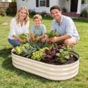 1MORE Galvanized Raised Garden Bed Outdoor,Planter Bed 4x2x1ft,White,4-Pk | Raised Beds for Gardening,Metal Garden Bed Kit for Vegetables Flower, Planter Raised Beds with Tools,Planter Garden Boxes