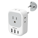 European Travel Plug Adapter USB C, TESSAN International Plug Adapter with 4 AC Outlets 3 USB Charging Ports, Type C Europe Power Adaptor for US to EU France Germany Iceland Spain Italy