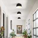 Metal Semi Flush Mount Ceiling Light, 11.6" Black and Gold Industrial Flush Mount, Single Lamp Base Modern Ceiling Light Fixtures for Entryway Hallway Kitchen Laundry Room