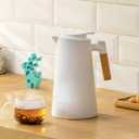 Baffect Thermal Carafe, 34oz Thermal Vacuum Carafe with Glass Liner and Wood Handle Insulated Coffee Carafe for Coffee Tea Hot or Cold Drinks(1 Liter, White)