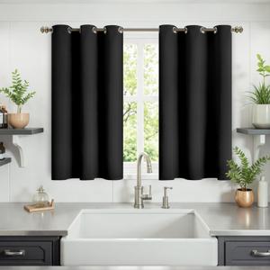 YoungsTex Short Blackout Curtains 40 Inch Length for Bedroom - Black Kitchen Window Drapes with Grommet Thermal Insulated Privacy for Bathroom Small Window, 2 Panels, 42 x 40 Inch