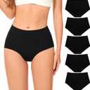 Womens Cotton Underwear Briefs for Women Ladies Panties (Black, M)