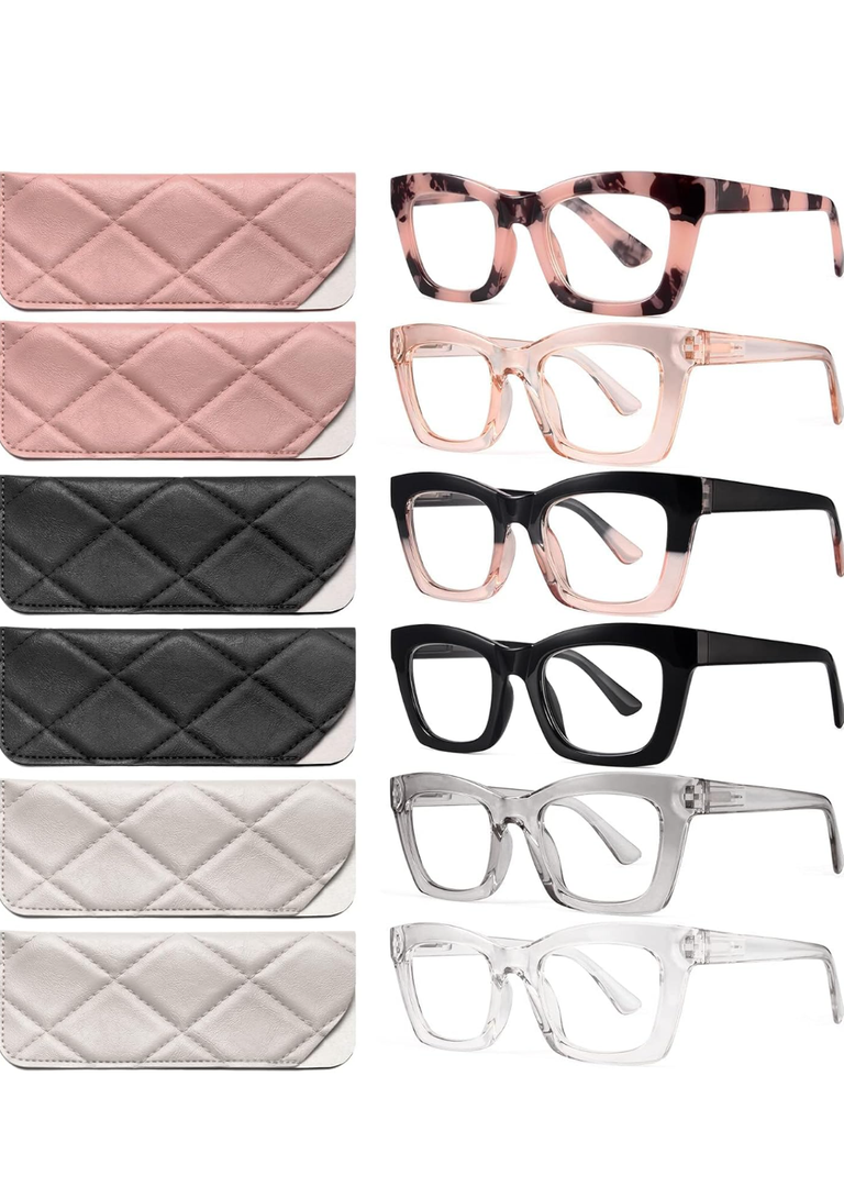 CCVOO Stylish Reading Glasses for Women, Eyeglasses, Blue Light Readers for Women, Computer Eye Glasses, Cheaters , Pack of 6