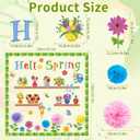 73Pcs Hello Spring Bulletin Board Decorations Set, Colorful Flower & Butterfly Classroom Door Wall Chalkboard Decor with Floral Cutouts and Leaf Border for Spring School and Office