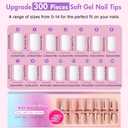 SXVME Gel Nail Tips Square Medium Short,Nude Press on Nails Medium Pre-Colored Natural Nail Tips,Soft Acrylic Nails with Primer Cover,Fake Nails False Nails 15 Sizes for DIY Nail Art