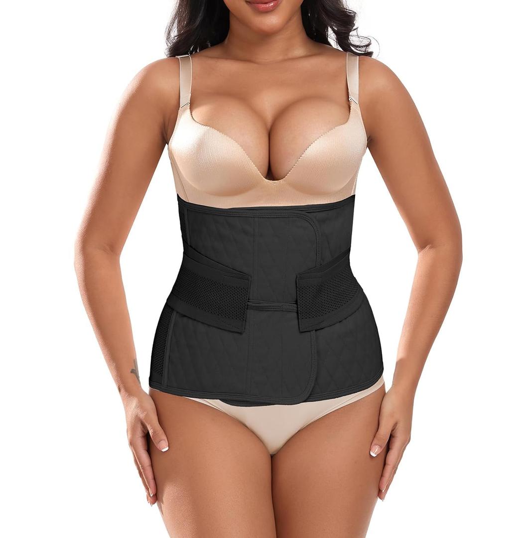 Moolida Abdominal Binder Post Surgery Postpartum Belly Band Belly Wrap Hernia Belt Stomach Compression Wrap C-Section,Black,XXL, XX-Large