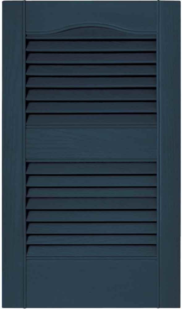 12 in. x 55 in. Louvered Vinyl Exterior Shutters Pair in #036 Classic Blue