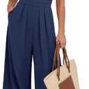 ANRABESS Women Jumpsuits Sleeveless V Neck Elegant Dressy Casual Backless One Piece Pants Romper 2025 Summer Outfits Navy Blue Small