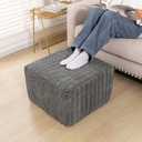 Asuprui Square Pouf Ottoman Footrest for Couch Sofa Gray Footstool 20x14In | Footstool Ottoman,Stuffed Pouf Ottoman,All-One Foam Filler, Footrest,Beanbag Chair,Floor Pouf for Living Room Wedding Bedroom