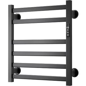 Electric Towel Warmer Wall Mounted, 6 Bar Heated Towel Rack with Intelligent Timer & Temp Control, Plug-in/Hardwire, Left and Right Compatible